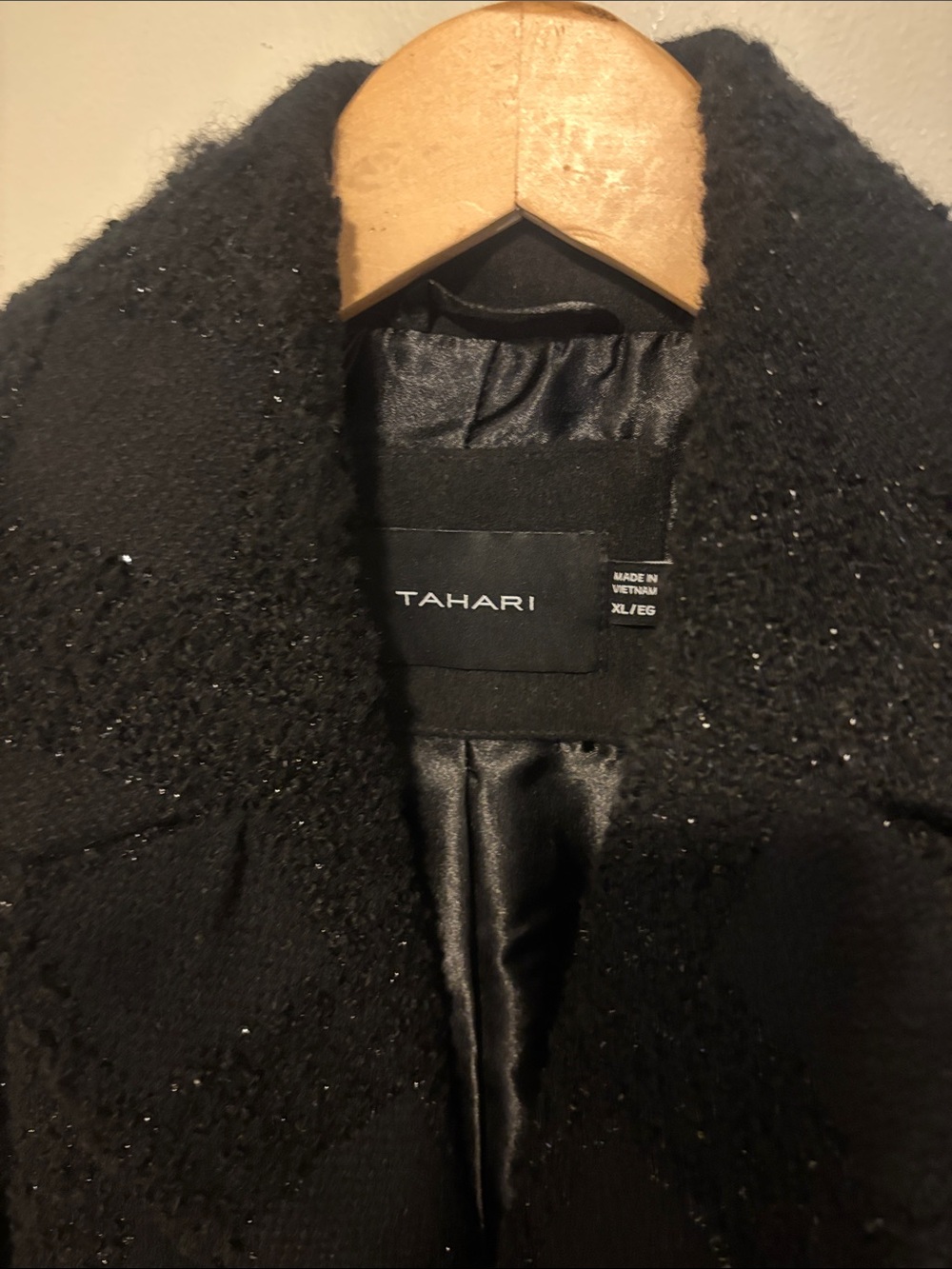 Tahari Black Women's Pea Coat with Subtle Sparkle